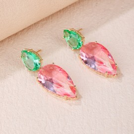 Distinctive Pink Gold Plated Dangle Earrings