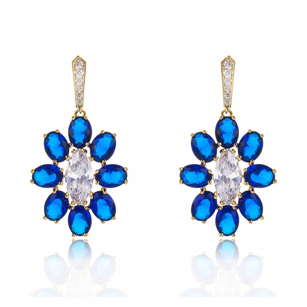 Featured Blue Flower Dangle Earrings 