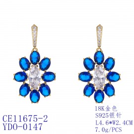 Featured Blue Flower Dangle Earrings 