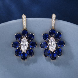 Featured Blue Flower Dangle Earrings 