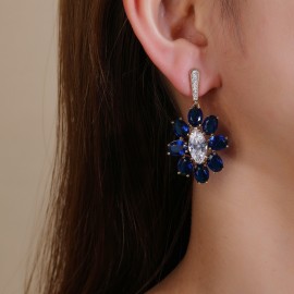 Featured Blue Flower Dangle Earrings 