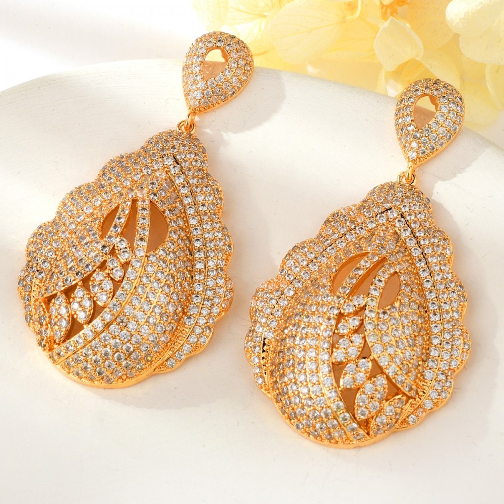 Popular Cubic Zirconia Gold Plated Dangle Earrings