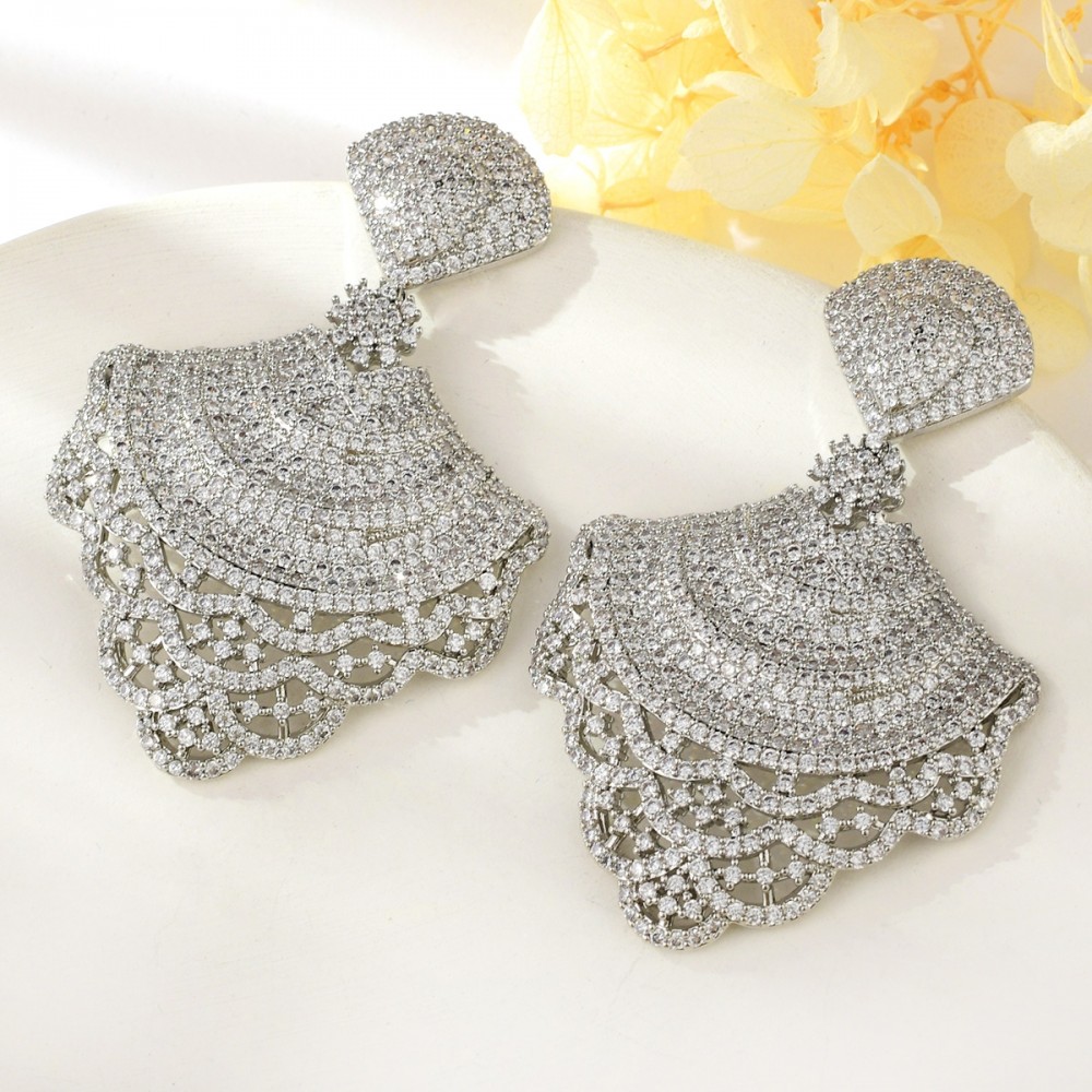 Bulk Platinum Plated White Dangle Earrings from Editor Picks