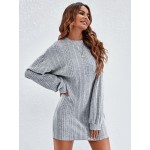 Drop Shoulder Heather Gray Tee Dress Without Belt