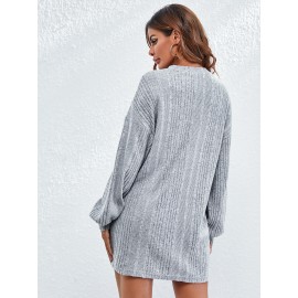 Drop Shoulder Heather Gray Tee Dress Without Belt