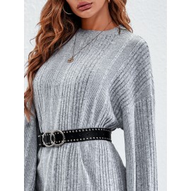 Drop Shoulder Heather Gray Tee Dress Without Belt