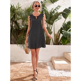 Polka Dot Scallop Trim Dress