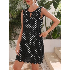 Polka Dot Scallop Trim Dress