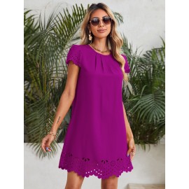 Puff Sleeve Edge Laser Cut Dress