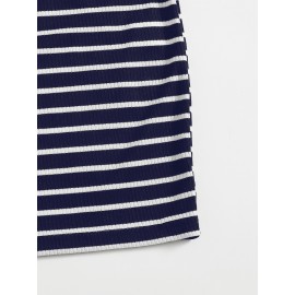 Striped Rib-knit Bodycon Dress