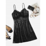 Lace Trim Jacquard Satin  Dress