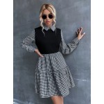 Gingham Print Ruffle Hem Dress