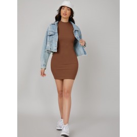 Mock-Neck Bodycon Dress