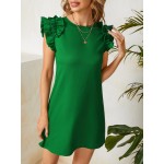 Ruffle Trim Solid Dress