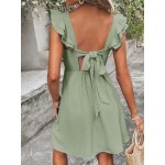 Tie Back Layered Ruffle A-line Dress