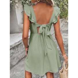 Tie Back Layered Ruffle A-line Dress