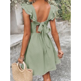 Tie Back Layered Ruffle A-line Dress