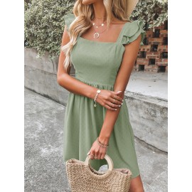 Tie Back Layered Ruffle A-line Dress