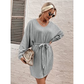 Raglan Sleeve Belted Tee Dress