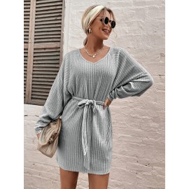 Raglan Sleeve Belted Tee Dress