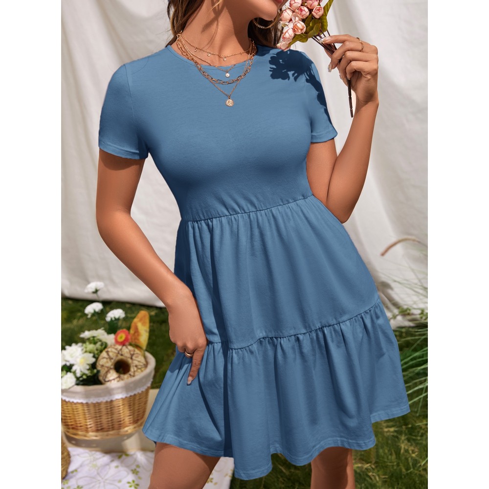 Ruffle Hem Solid Dress