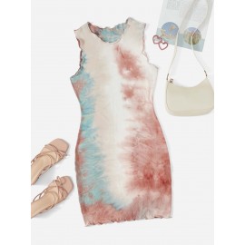 Tie Dye Lettuce Trim Dress