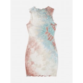 Tie Dye Lettuce Trim Dress