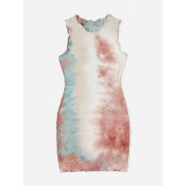 Tie Dye Lettuce Trim Dress