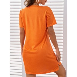 Solid Split Detail Tee Dress