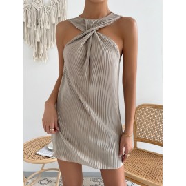 Criss Cross Satin Tunic Dress