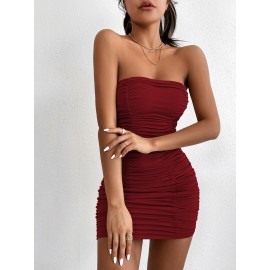 Ruched Bodycon Tube Dress