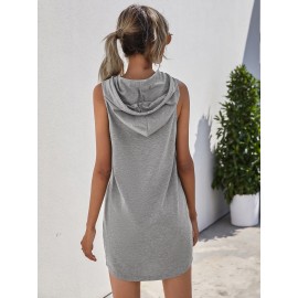 Drawstring Sleeveless Hooded Dress