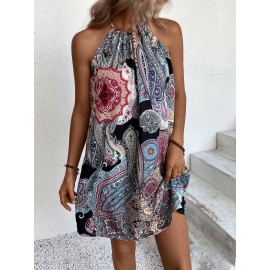 Floral & Paisley Print Tie Back Dress