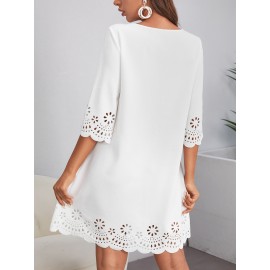 Laser Cut Scalloped Dress