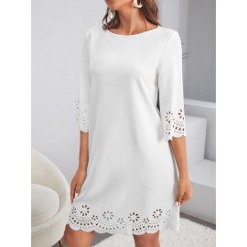 Laser Cut Scalloped Dress