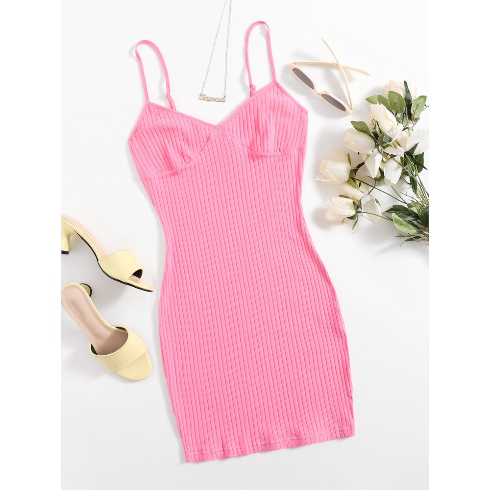 Solid Rib-knit Bodycon Dress