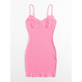 Solid Rib-knit Bodycon Dress