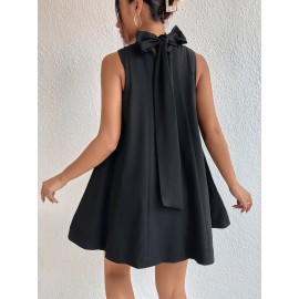 Tie Back High Neck A Line Dress