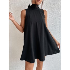 Tie Back High Neck A Line Dress