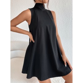 Tie Back High Neck A Line Dress