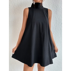 Tie Back High Neck A Line Dress