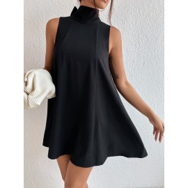 Tie Back High Neck A Line Dress